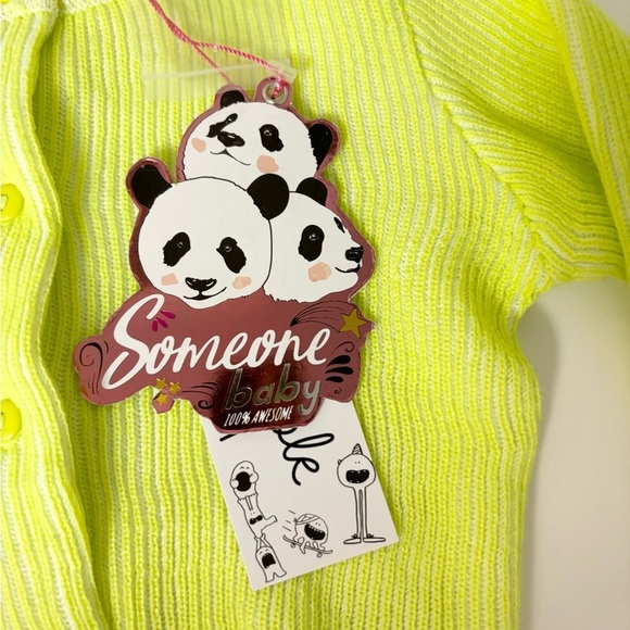 Someone Kids long sleeve yellow gilet buttons cardigan sweater size 12 mo new - Picture 2 of 4